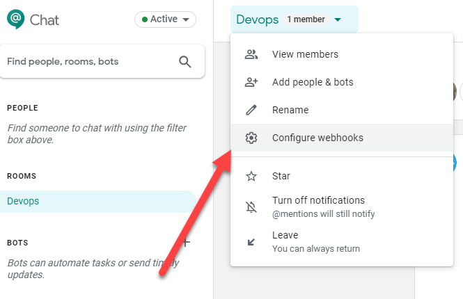 google hangouts Configure webhooks